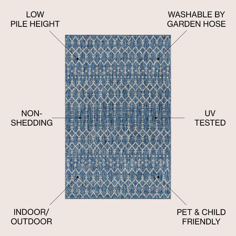 8'x10' Ourika Moroccan Geometric Textured Weave Indoor/Outdoor Area Rug, Navy/Light Gray - JONATHAN Y