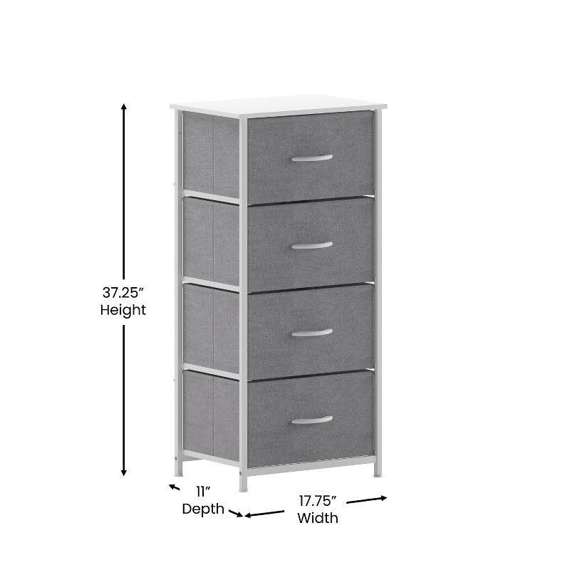 Flash Furniture 4 Drawer Dresser-Natural Wood Top/White Iron Frame/Natural Drawers-White Handles