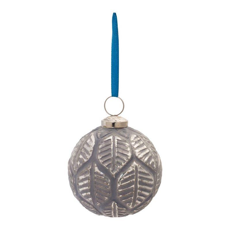 Melrose Etched Leaf Glass Ball Ornament (Set of 6)