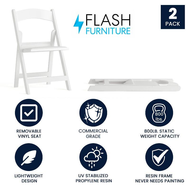 Inbox Zero Hercules Resin Folding Chair - 800LB Weight Capacity Event Chair (Set of 2)