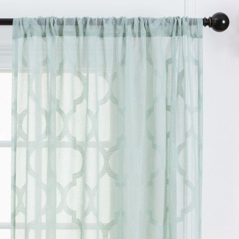 Chanasya 2pk Quatrefoil Voile Sheer Window Curtain Panels - Set of 2 - 52 x 96 Inches Long - Sage