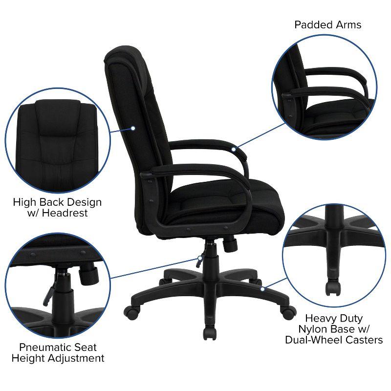 High Back Black Fabric Executive Swivel Office Chair