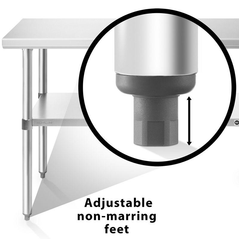 KUTLER Stainless Steel Table for Work and Prep, NSF Heavy Duty Commercial Kitchen Table for Restaurant