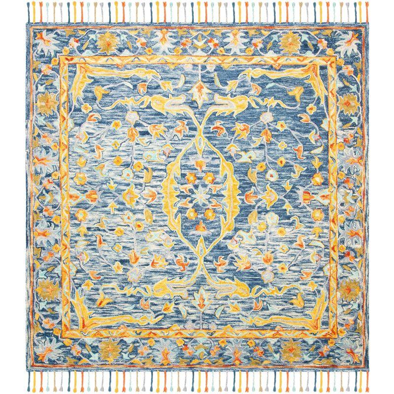 Aspen APN116 Hand Tufted Area Rug - Blue/Rust - 7' X 7' Square - Safavieh.