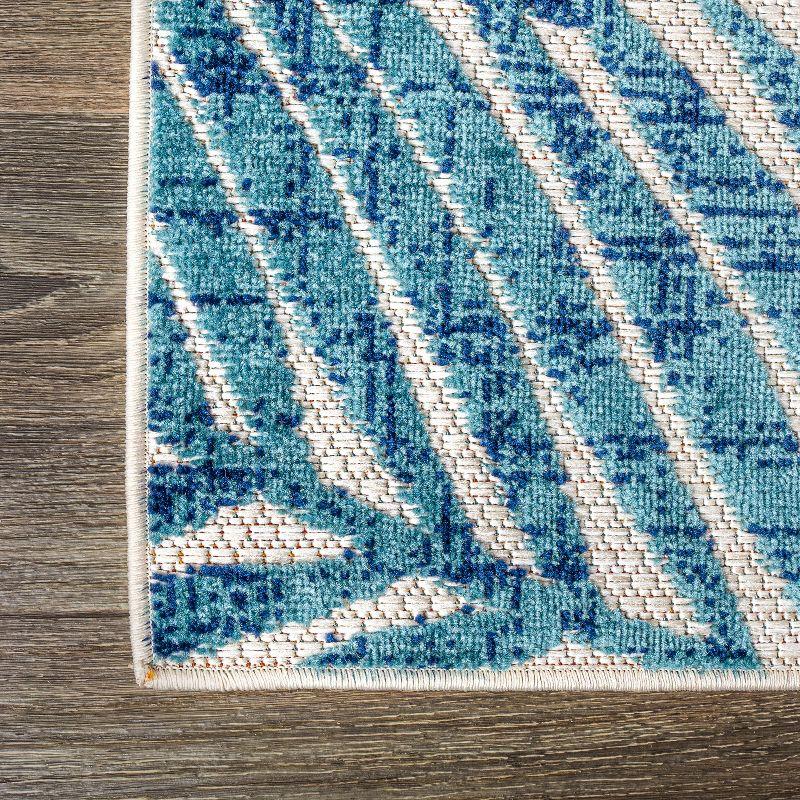 5' Square Tropics Palm Leaves Indoor/Outdoor Area Rug, Cream/Orange - JONATHAN Y