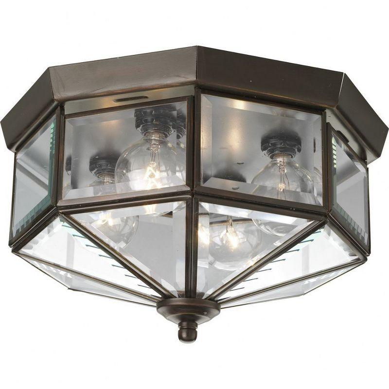 Antique Bronze Beveled Glass 11'' Flush Mount Ceiling Light