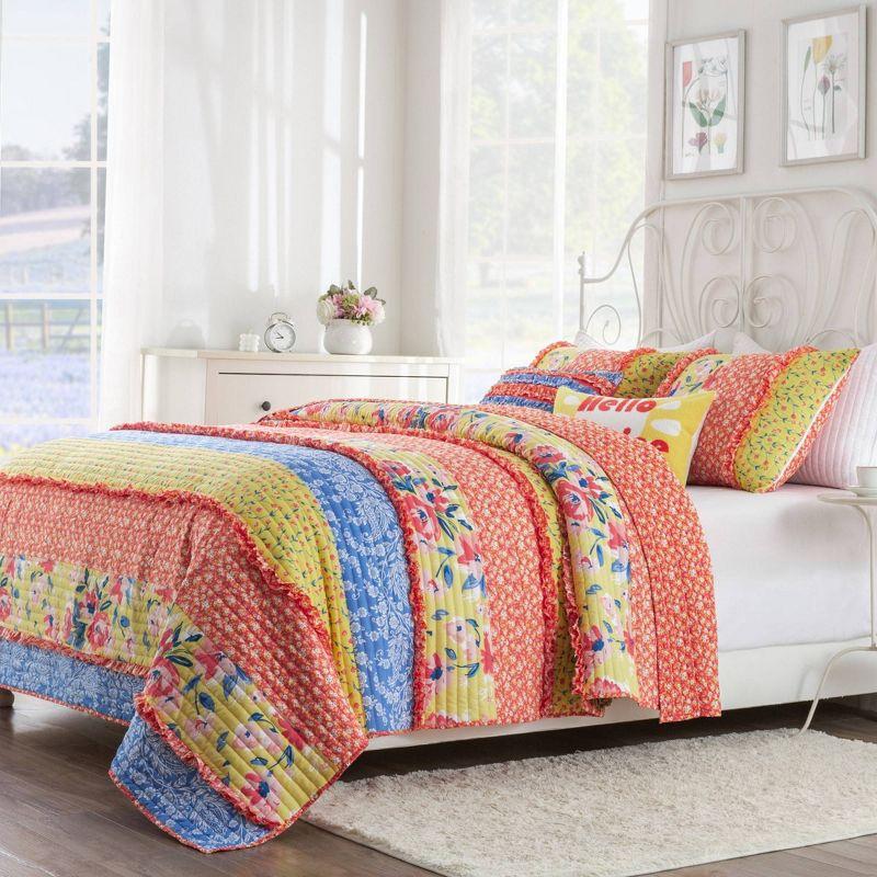 Blue Reversible Twin Microfiber Quilt Set