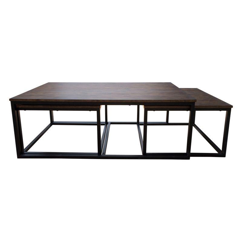 54" Wide Arcadia Acacia Wood Coffee Table with Nesting Tables Antiqued Mocha - Alaterre Furniture