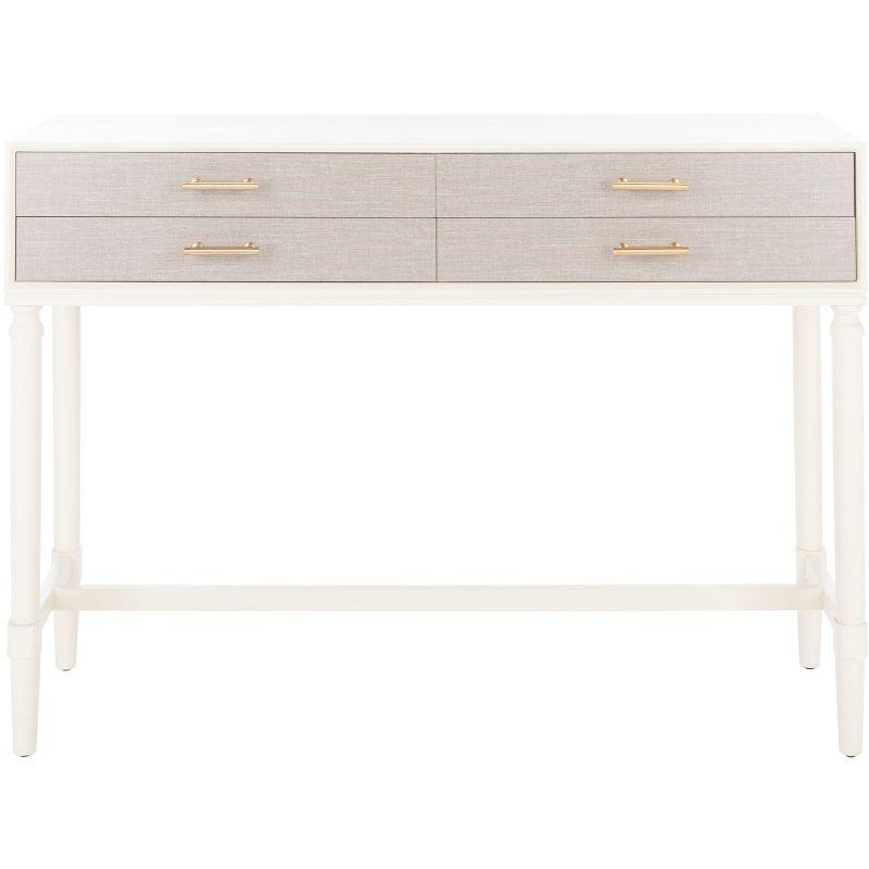 White Wood and Metal Console Table with Storage