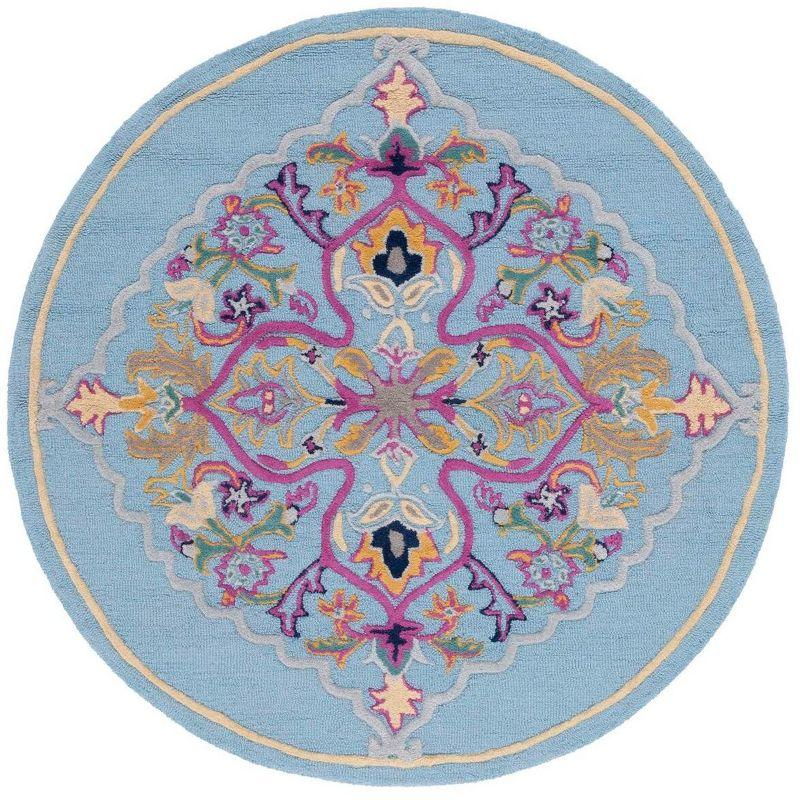 Bellagio BLG605 Hand Tufted Indoor Area Rug - Light Blue/Multi - 5' Round - Safavieh