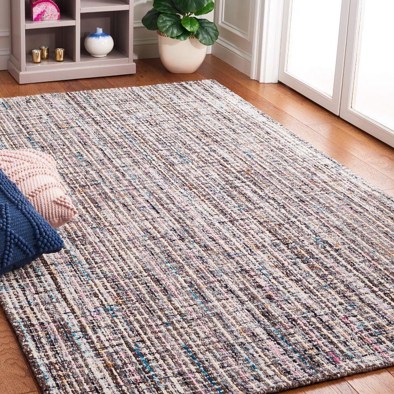 Gray Abstract Handmade Tufted Wool Round Rug