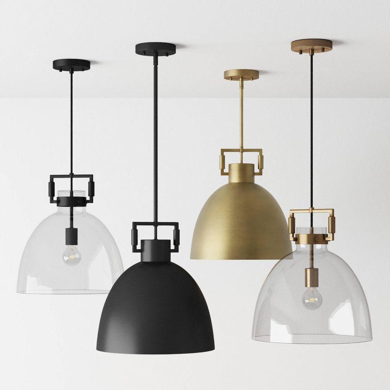 Nathan James (Set of 2) Leigh Brass Dome Shade Pendant Ceiling Lights Matte Black