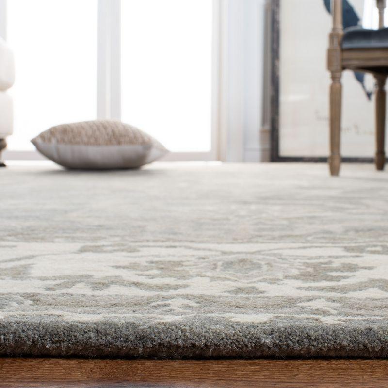 Gray and Cream Handmade Wool Tufted Runner Rug