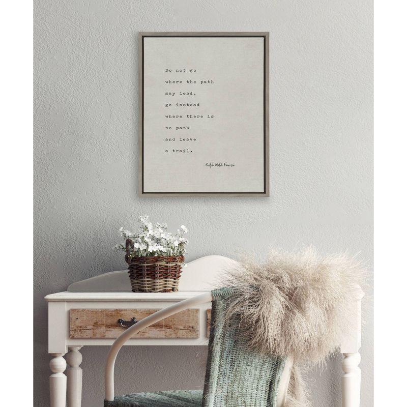 18" x 24" Sylvie Emerson Quote Framed Canvas Gray - Kate & Laurel All Things Decor: Inspirational Typography Wall Art, Modern Home Decor