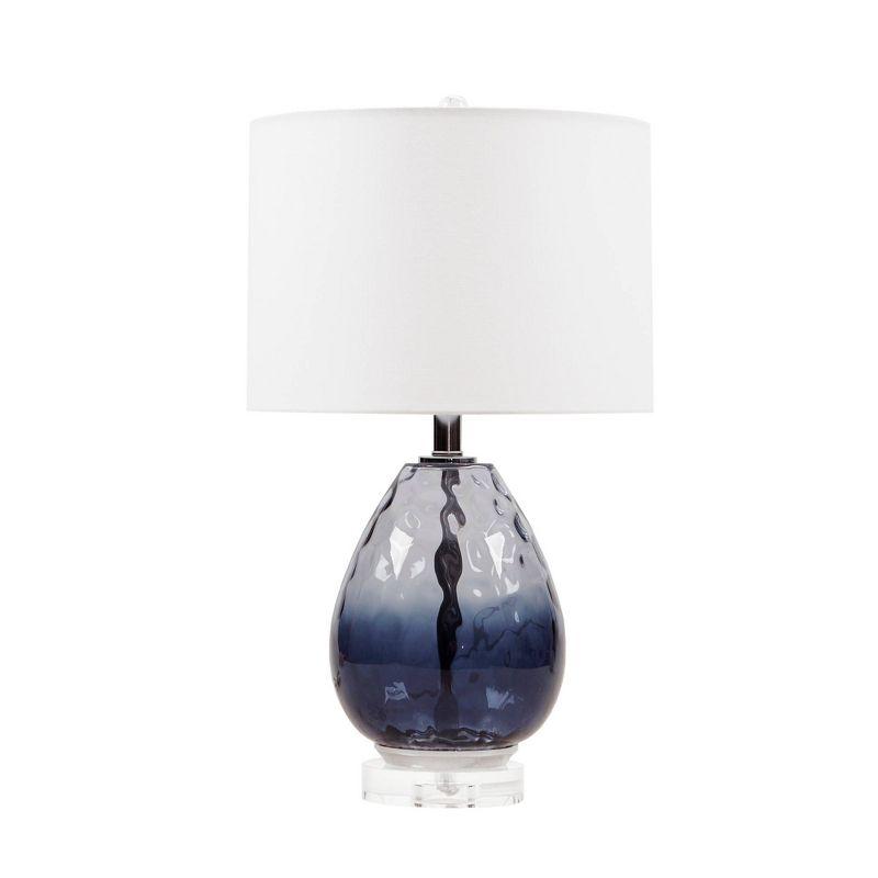 510 Design Borel Glass Table Lamp Dark (Includes LED Light Bulb) Blue : Modern Drum Shade, 1-Way Switch, 24.25" H