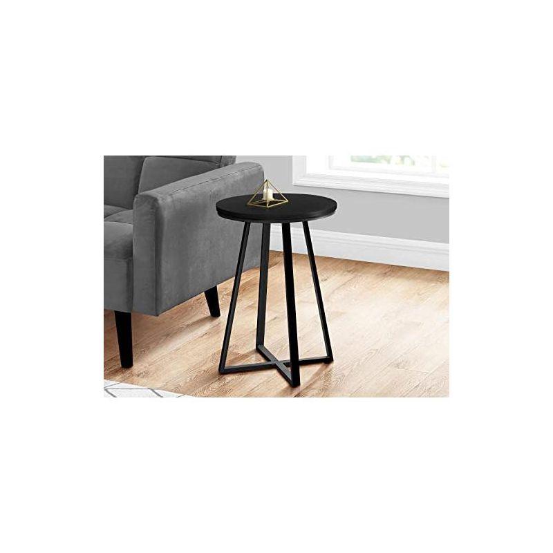 17 Stories Accent Table, Side, Round, End, Nightstand, Lamp, Living Room, Bedroom, Laminate, Black Metal, Contemporary, Modern
