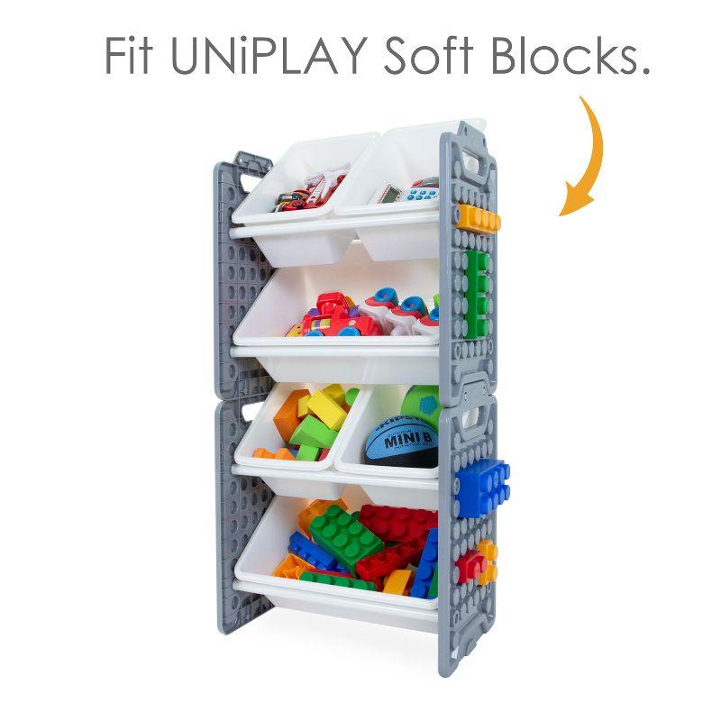 UNiPLAY Toy Organizer With 6 Removable Storage Bins and Block Play Panel, Multi-Size Bin Organizer