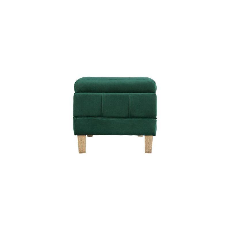 Picket House Furnishings Jude Tufted Storage Ottoman Green: Upholstered Bench with Foam Fill & Plywood Frame