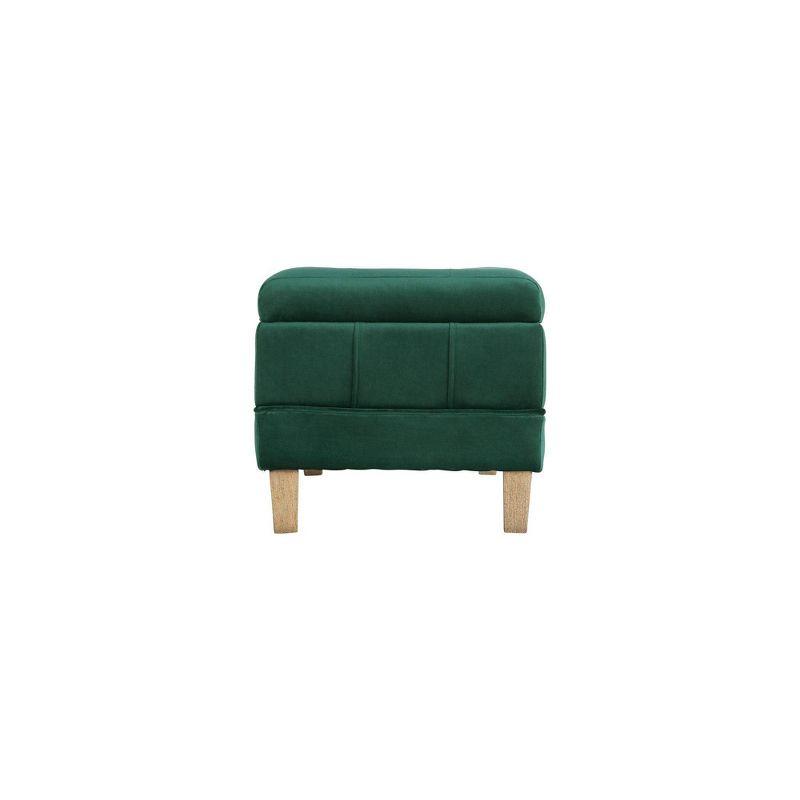 Evergreen Tufted Velvet 52" Storage Ottoman with Wooden Legs