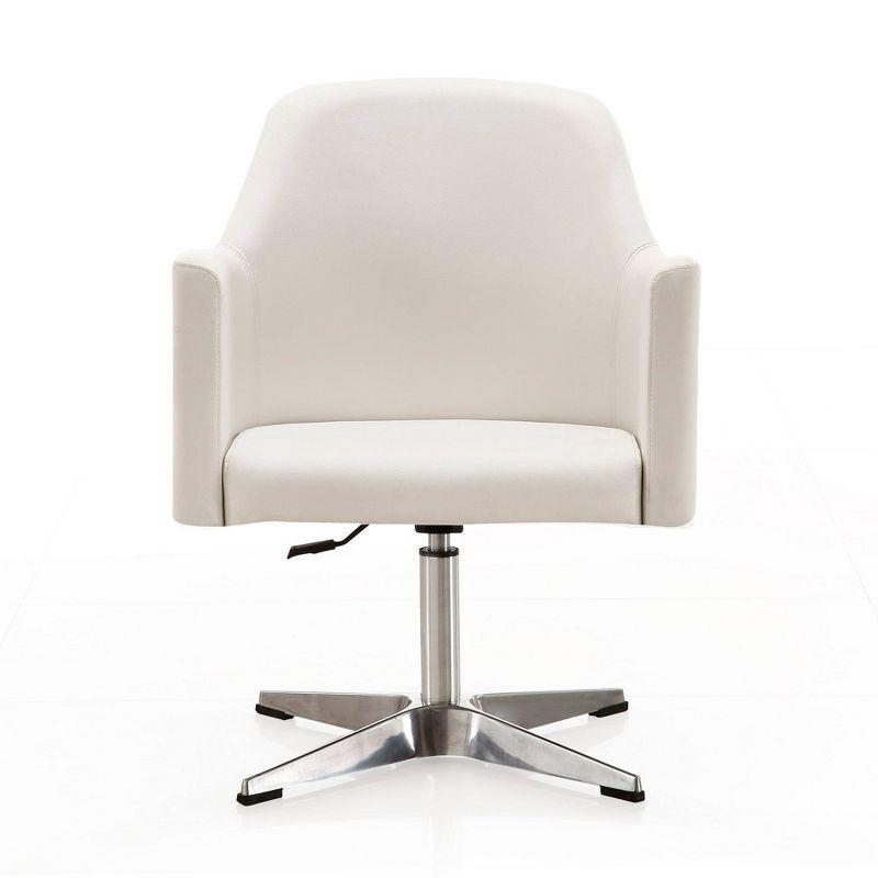 Manhattan Comfort Pelo Faux Leather Adjustable Height Swivel Accent Chair White: Modern Task Chair, Metal Frame, 300 lbs Capacity