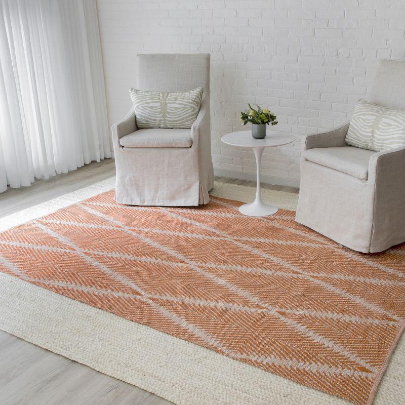 River Geometric Handmade Flatweave Orange Area Rug