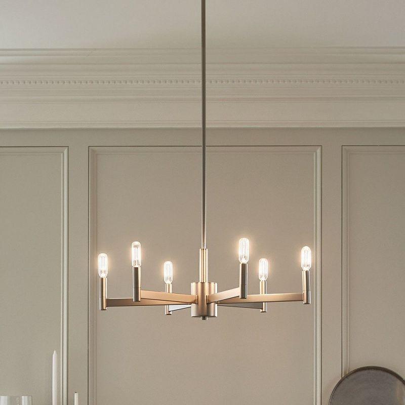 Erzo 9.25" 6 Light Chandelier in Natural Brass