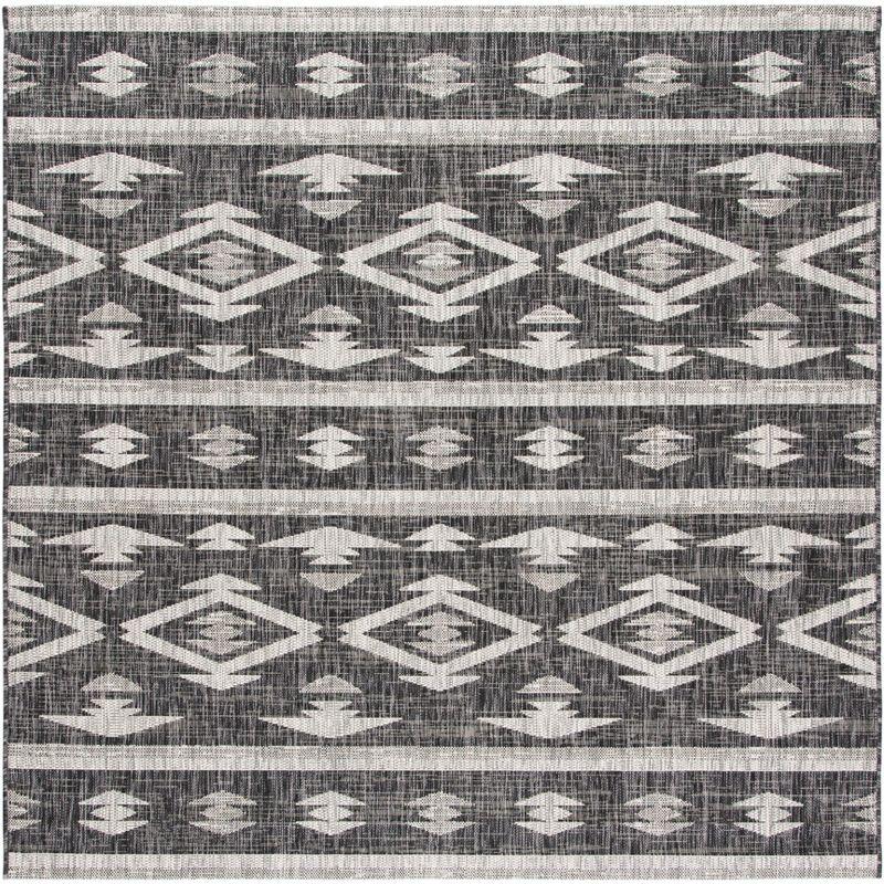 Courtyard CY8863 Power Loomed Indoor/Outdoor Area Rug - Black/Grey - 5'3"x5'3" - Safavieh.