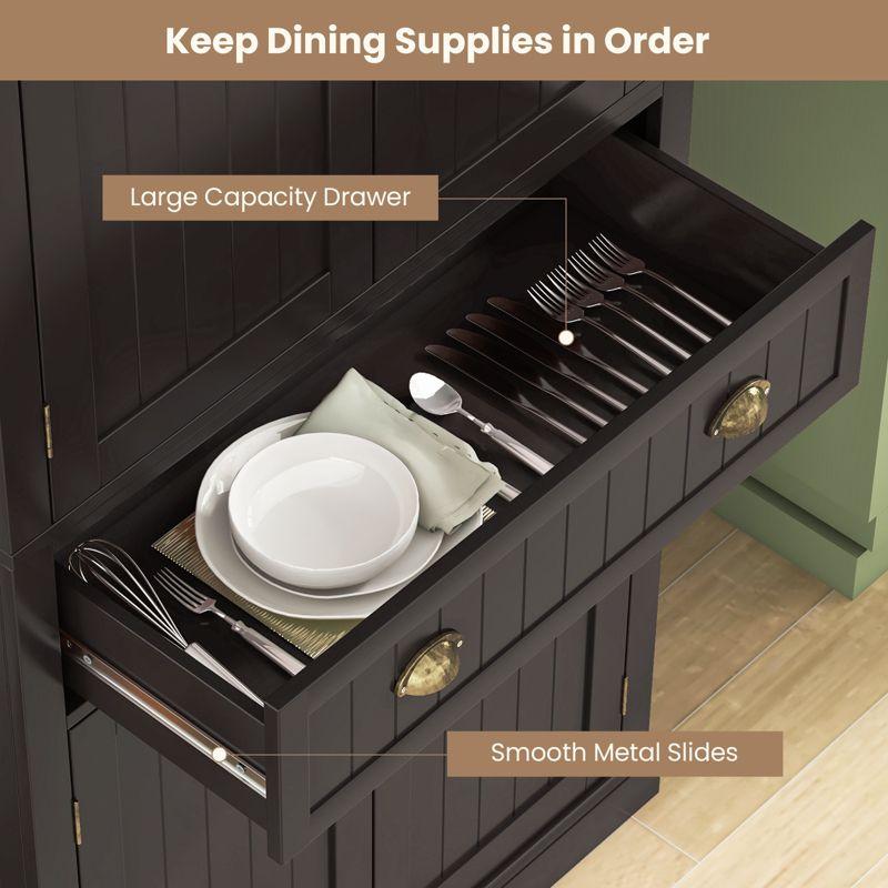 Costway Kitchen Cabinet Pantry Cupboard Freestanding with Shelves Espresso