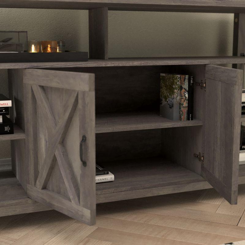 Wyatt 60" Gray Wash Modern Farmhouse TV Console with Cabinet Storage