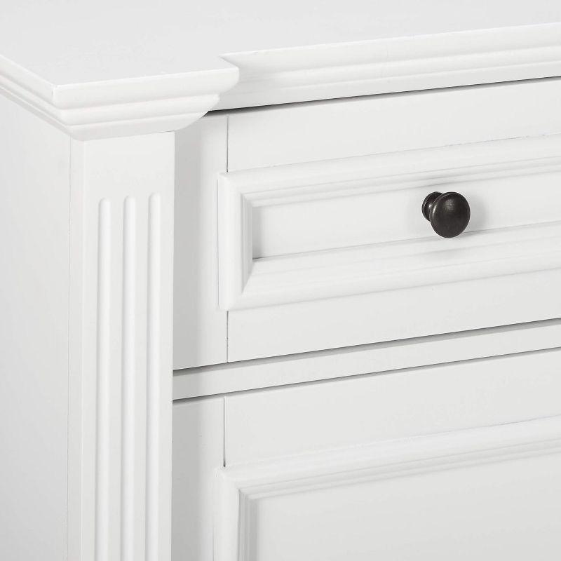 Kings Brand Furniture White Finish Wood Buffet Breakfront Cabinet Console Table With Storage, Drawers, Shelves
