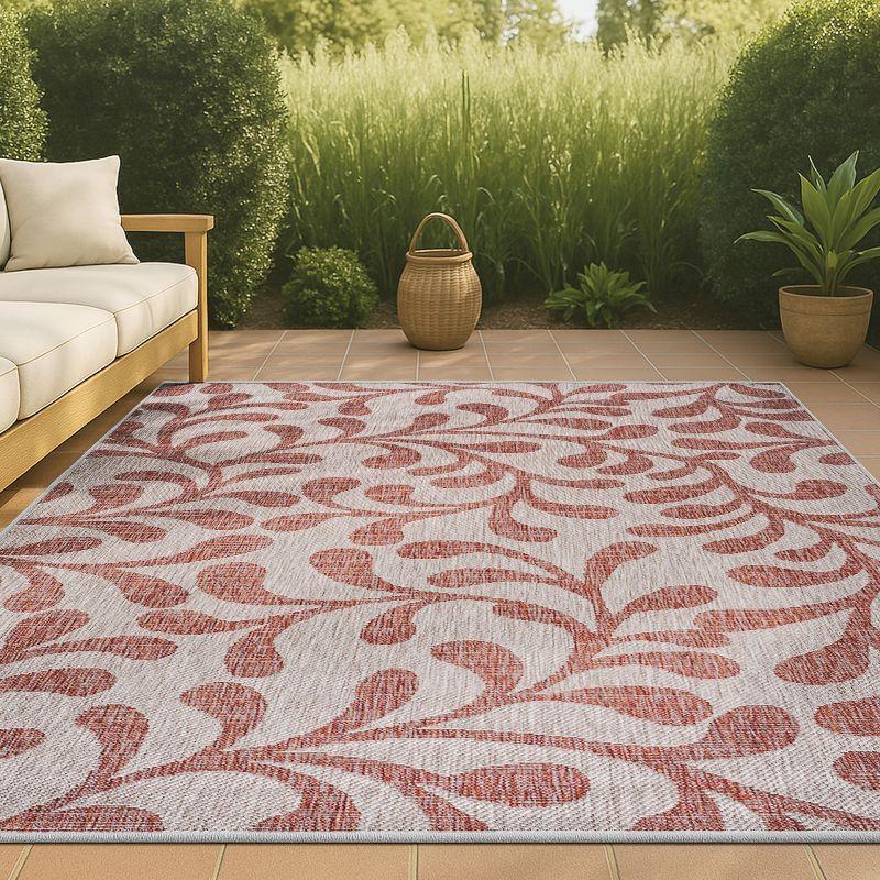 8'x10' Vine All Over Indoor/Outdoor Area Rug, Red/Beige - JONATHAN Y
