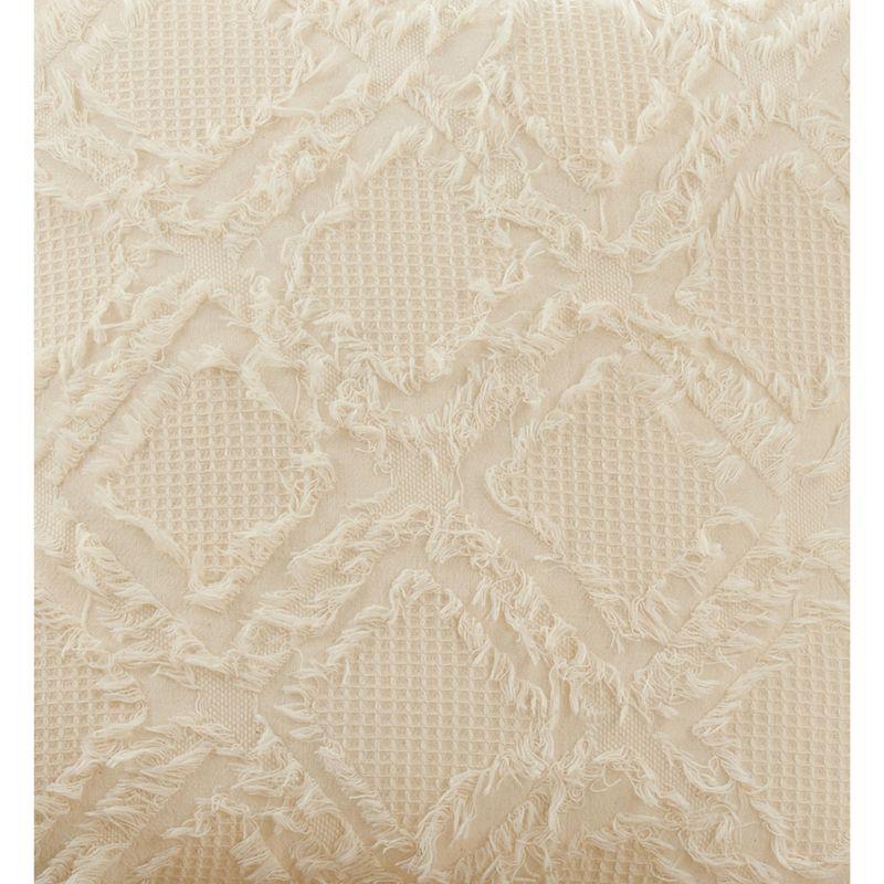 Ivory Cotton Fringe Waffle Weave Euro Pillow Cover