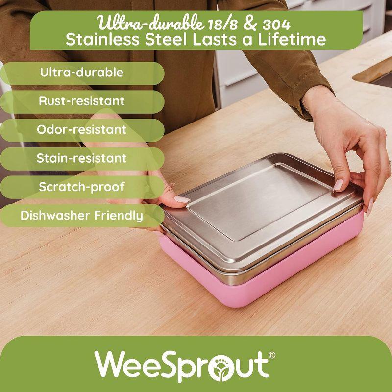 WeeSprout 18/8 Stainless Steel Bento Box - 3 Compartment Lunch Box, for Kids & Adults