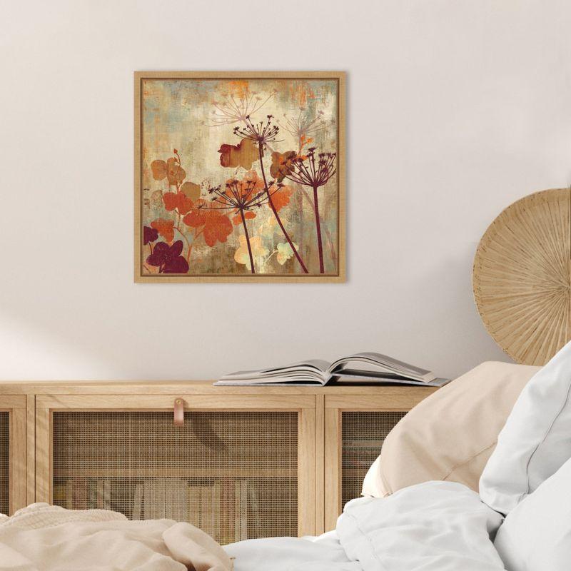 Wild Field II Abstract Floral Canvas Wall Art in Maple Frame