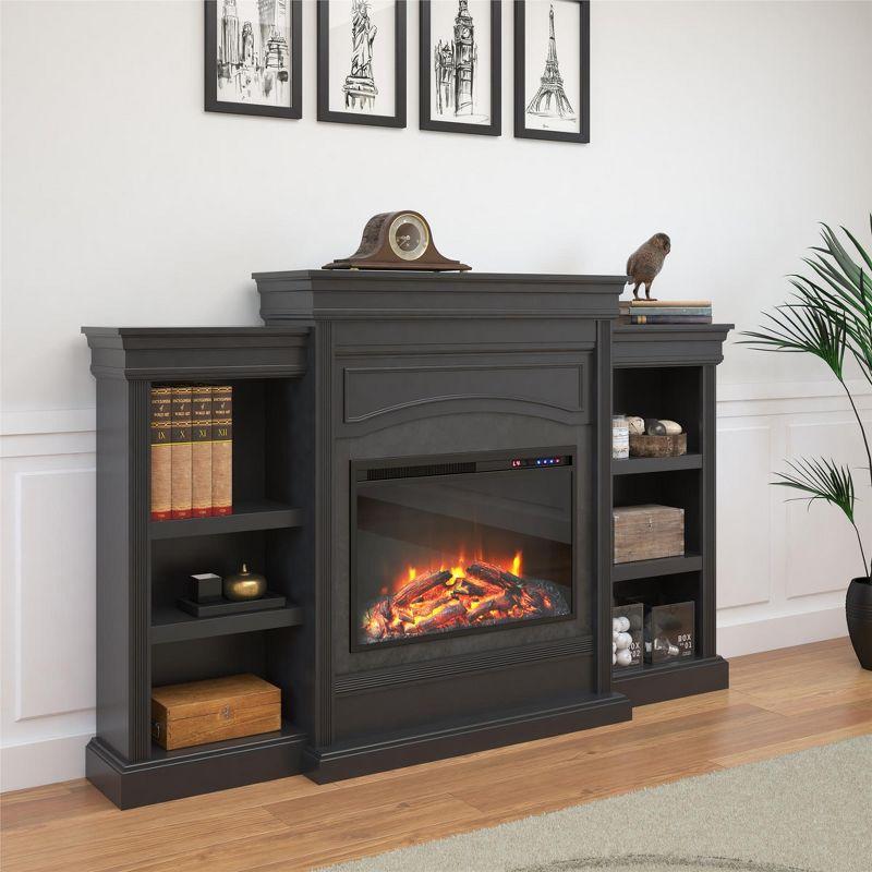 Ameriwood Home Lamont Mantel Electric Fireplace Space Heater, Black