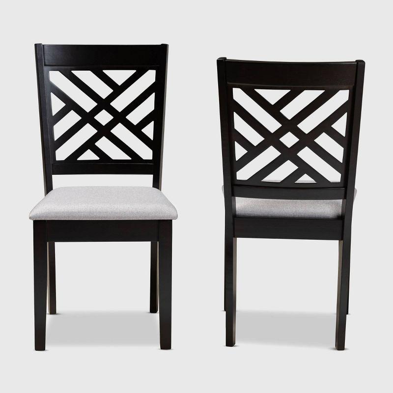 2pc Caron Upholstered Wood Dining Chair Set Sand Gray/Espresso - Baxton Studio