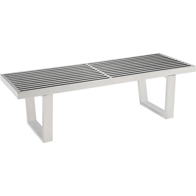 Modway Sauna 4 Stainless Steel Bench – Modern Entryway or Shower Bench with Brushed Finish and Open Slatted Design