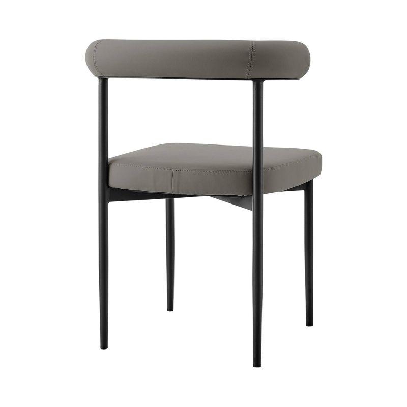 Armen Living Set of 2 Shannon Iron and Faux Leather Dining Chairs Matte Black/Light Gray
