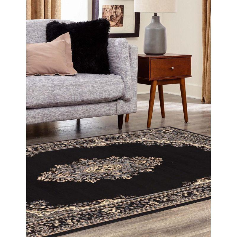 Unique Loom Reza Collection Area Rug - Washington (5' 3" x 8' Rectangle Black/Gray)