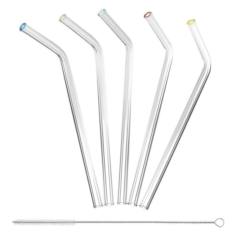 Better Houseware Glass Straws with Cleaning Brush, Set of 5