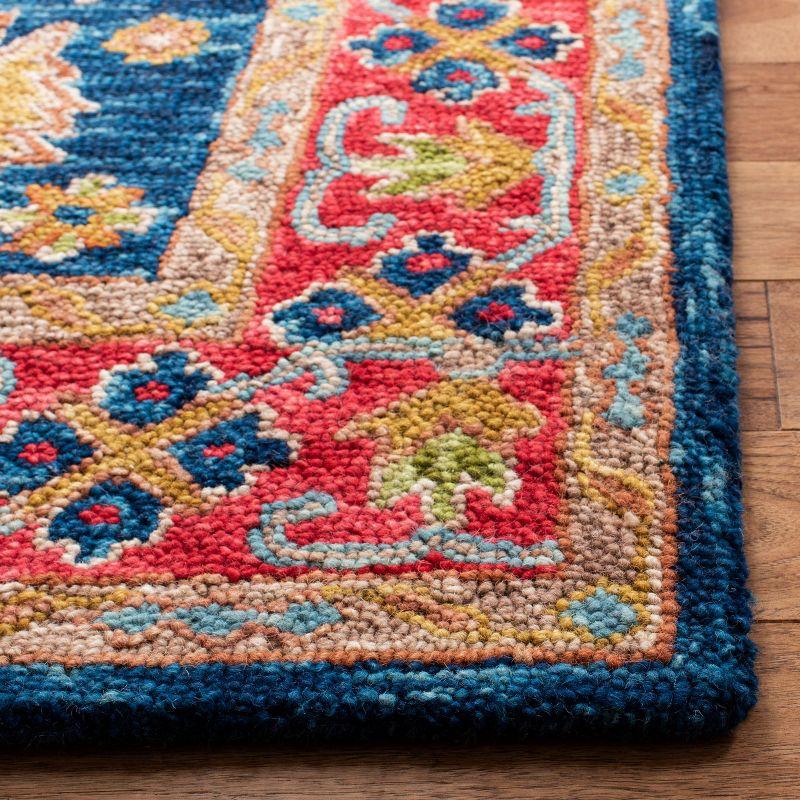 Handmade Tufted Blue Wool Runner with Geometric Design - 27"x11"