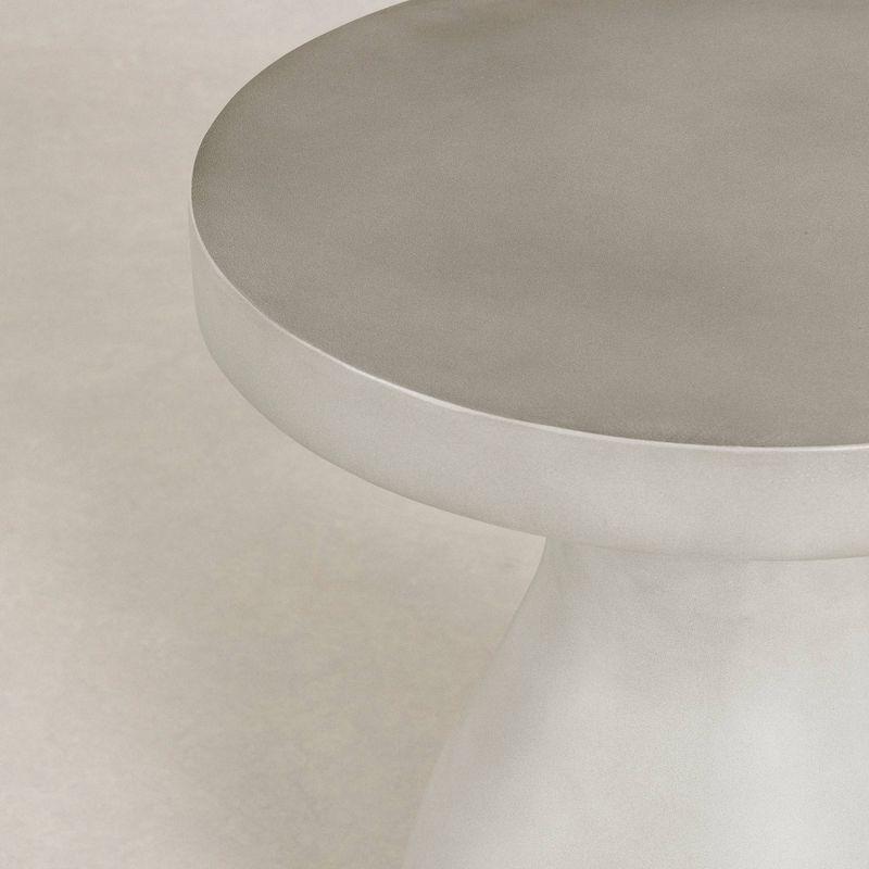 South Shore Bellulo Pedestal Side Table Greige: Scandinavian Style, 24-Inch, Cylinder Shape, Polypropylene