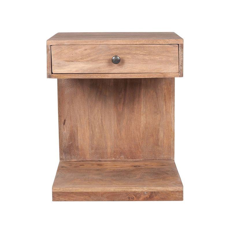 East at Main 24" Daria Mango Wood Accent Table with Drawer Sand: No Assembly, Bedroom Storage