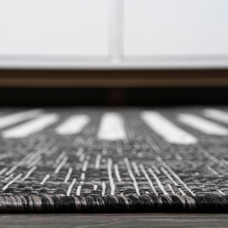 3'x5' Zolak Berber Stripe Geometric Indoor/Outdoor Area Rug, Black/Ivory - JONATHAN Y
