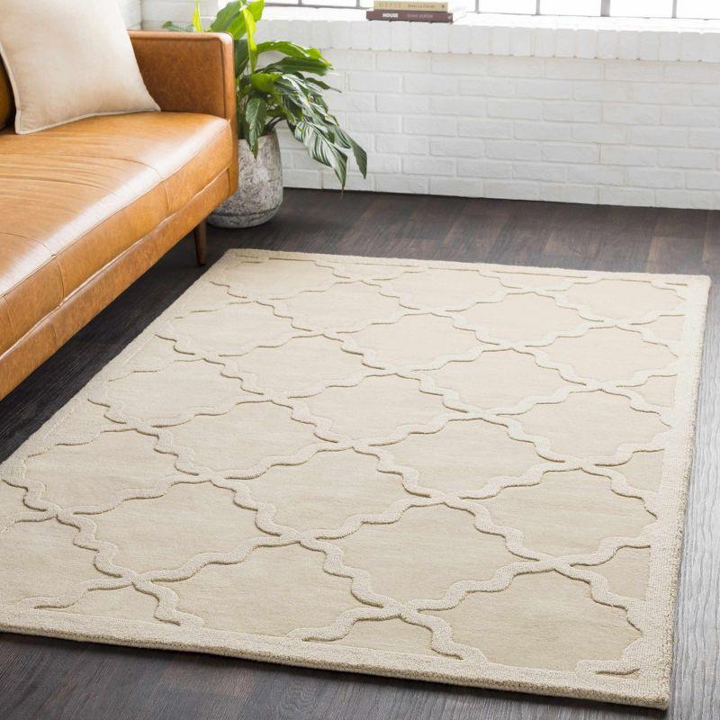 Ivory Handmade Wool Rectangular Area Rug 2' x 3'