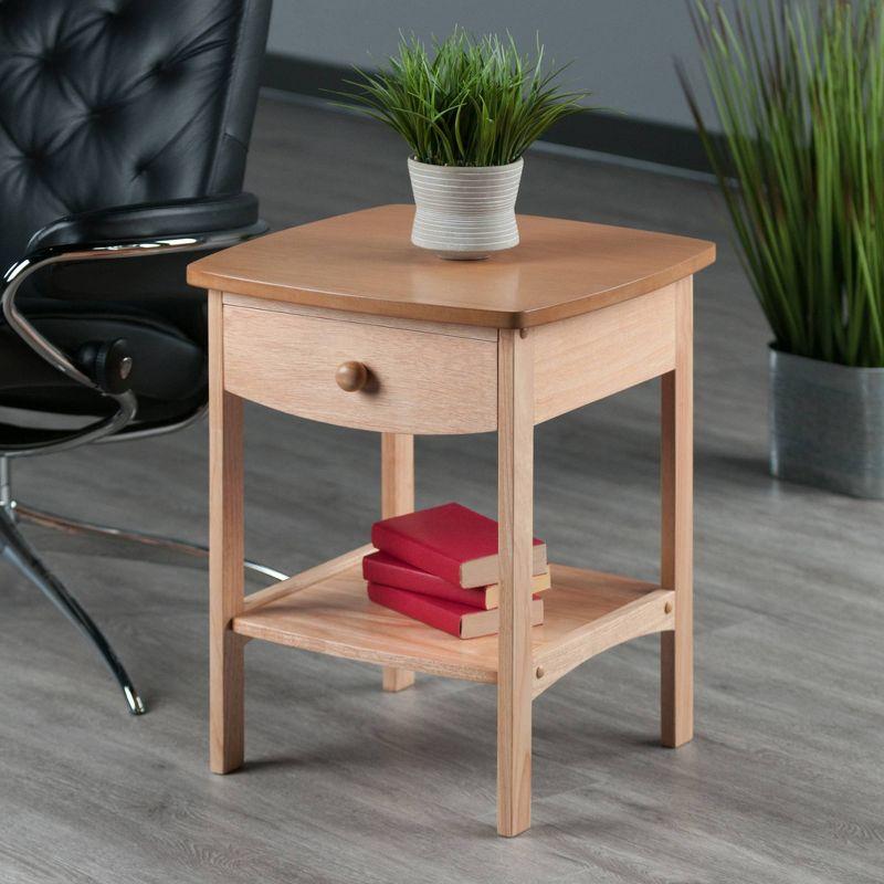 Winsome Claire Nightstand Accent Table Natural: Bedside Table with Storage Shelf, Wood Veneer Surface