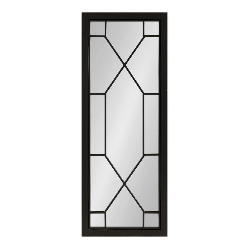 Mavis Black Framed Rectangular Wall Mirror with Geometric Inlay