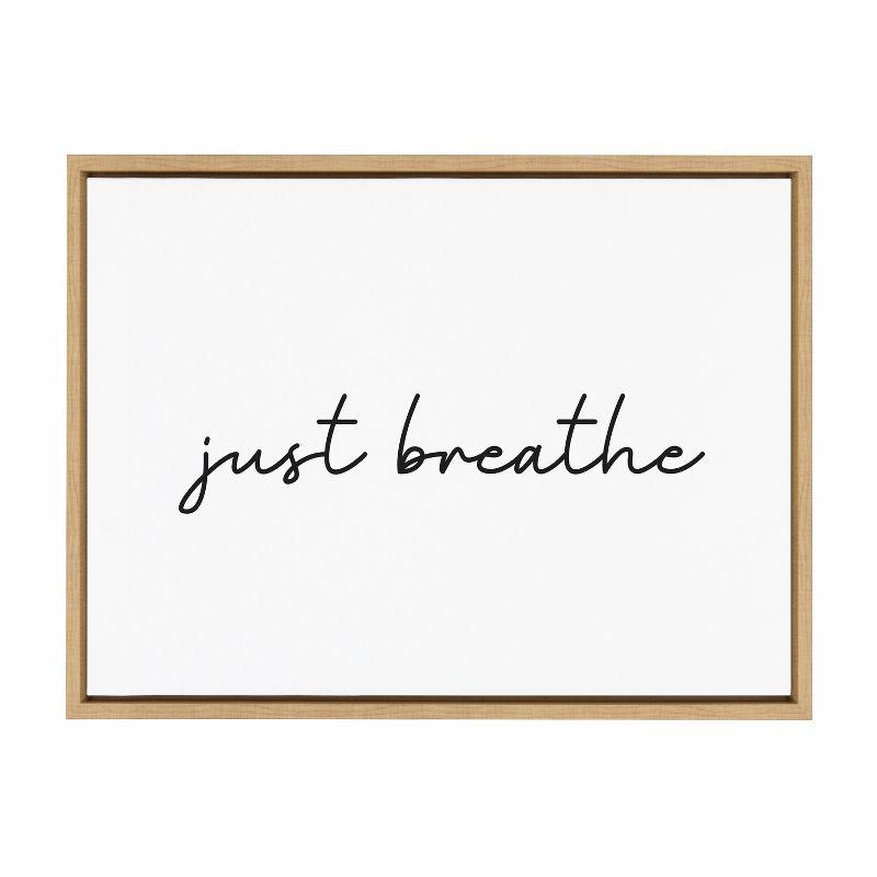 18" x 24" Sylvie Just Breathe BW Frame Canvas by Creative Bunch Natural - Kate & Laurel All Things Decor