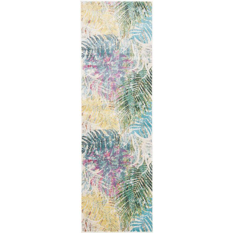 Blue & Green Floral Dream Runner Rug - Easy Care Synthetic