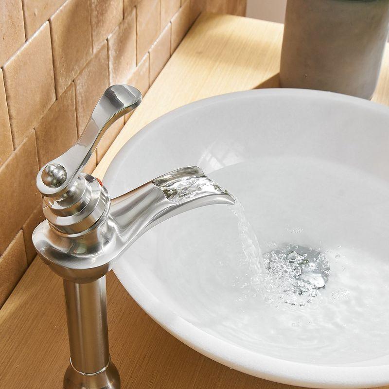 Brushed Nickel Single-Handle Waterfall Vessel Bathroom Faucet